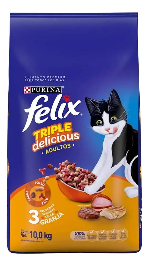 Alimento Gato Adult Croquetas Purina Felix 10kg 30% Proteina