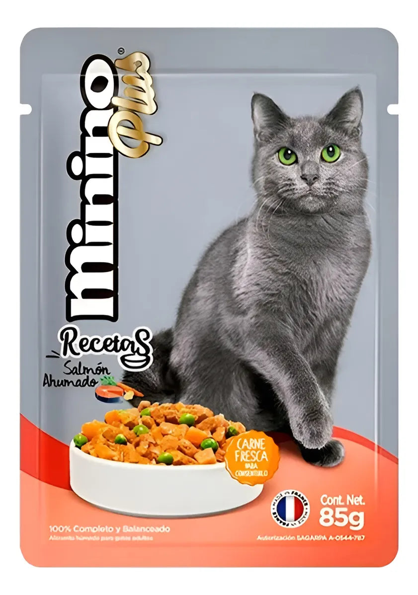 Caja Sobres Mininoplus Carnitas Salmón Pack 24pzs. 85grsc/u