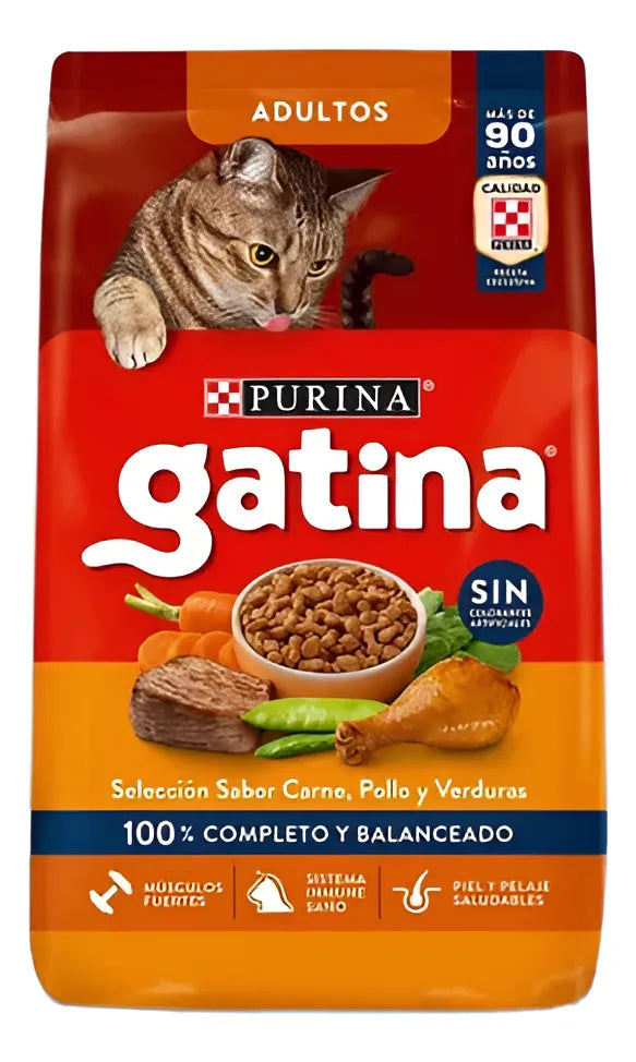 Gatina Sabor Pollo 15kg 26% Proteina + 2 Churus De Regalo