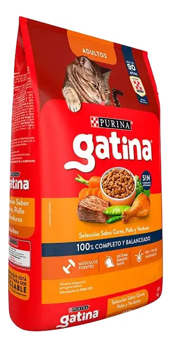 Gatina Sabor Pollo 15kg 26% Proteina + 2 Churus De Regalo