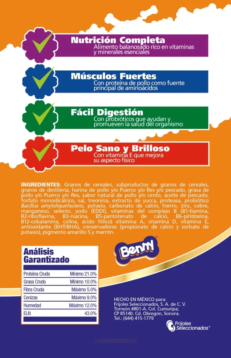 Croquetas Perro Adulto Benny 25 Kg 22% Proteína + Collar G