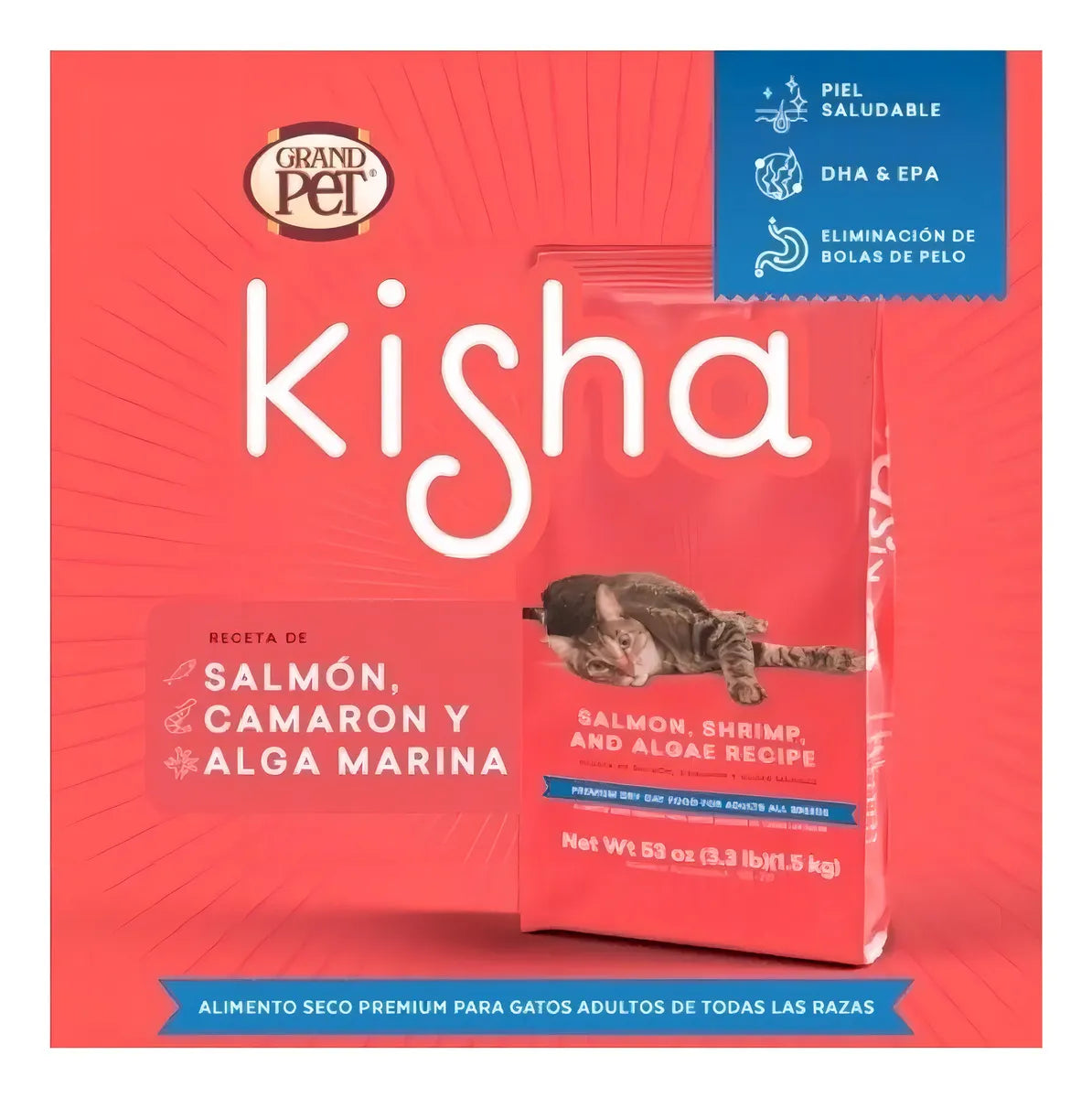 Alimento Para Gato Adulto Kisha 1.5kg (3.3 Lb) Grand Pet