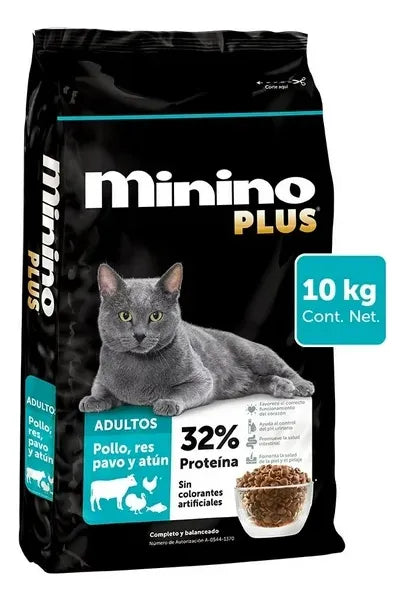 Minino Plus Gato Adulto 10 Kg 32 % Proteína + 2 Churus