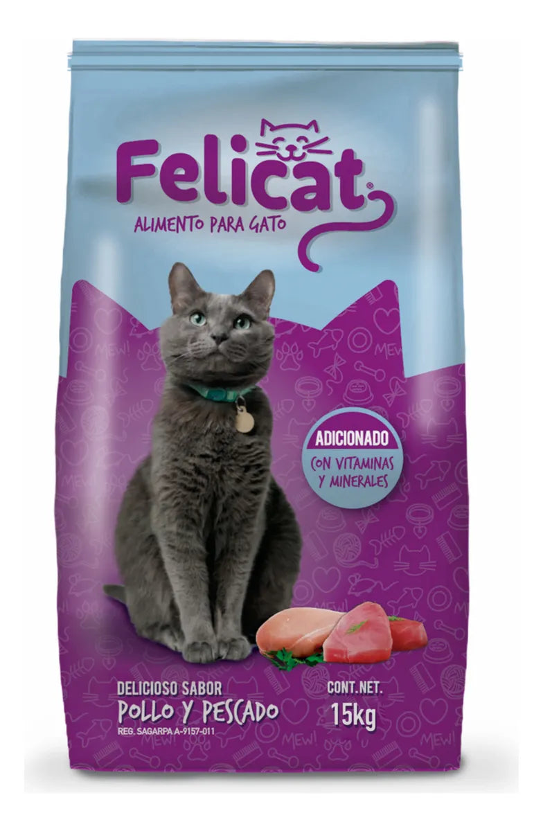 Croqueta Gato Adulto Felicat 15 Kg 30% Proteína Sabor Pollo